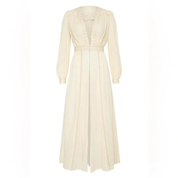 NWT Spell & the Gypsy Le Gauze Lace duster Small new off white dress wedding - Picture 17 of 17